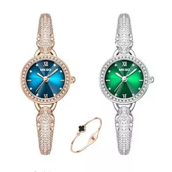Mokago M8103 Женские часы-браслет + браслет-клевер Наручные часы Модные часы Лучший комплект подарочной упаковки для дома, как доступно, популярные корейские часы