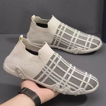 Мокасины для активного отдыха, мужские носки для фитнеса, дышащая спортивная обувь для ходьбы, повседневная спортивная обувь на плоской подошве, модная мужская обувь 39 бежевый