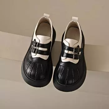 Мокасины для девочек из кожи для школьной вечеринки, увеличивающие рост, на толстой платформе, ортопедическая обувь для девочек «Мэри Джейн» в подарок на Рождество и день рождения EU:35 чёрный