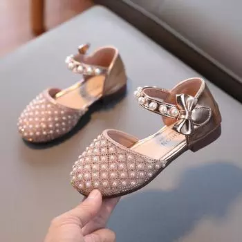 Мокасины для девочек из кожи для школьной вечеринки Pearl для девочек Обувь Mary Jane для девочек Ортопедическая обувь Подарок на Рождество и день рождения EU:27 золотой