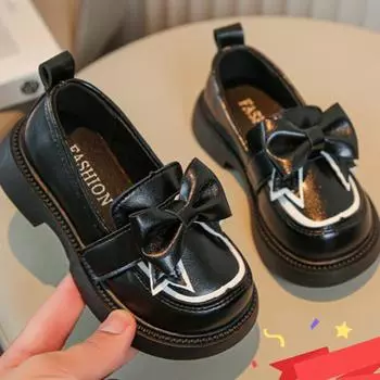 Мокасины для девочек Кожаные школьные туфли для девочек Обувь для детей Черная ортопедическая обувь для девочек Подарок на Рождество и день рождения EU:26 чёрный