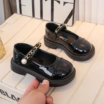 Мокасины для девочек Кожаные школьные туфли для девочек Ортопедическая обувь Mary Jane Black для девочек Подарок на Рождество и день рождения EU:26 чёрный