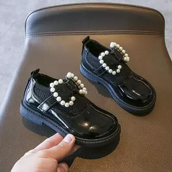 Мокасины для девочек Кожаные школьные туфли для девочек Обувь для детей Черная ортопедическая обувь для девочек Подарок на Рождество и день рождения EU:26 чёрный