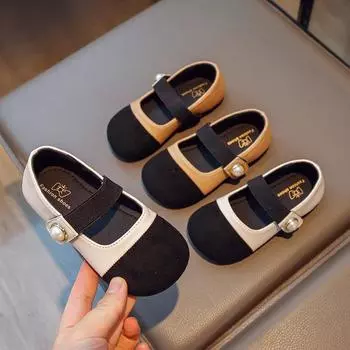 Мокасины для девочек Мягкие цветные туфли Мягкие детские модные красивые туфли Мэри Джейн Детские элегантные туфли принцессы с жемчугом 23 абрикосовый