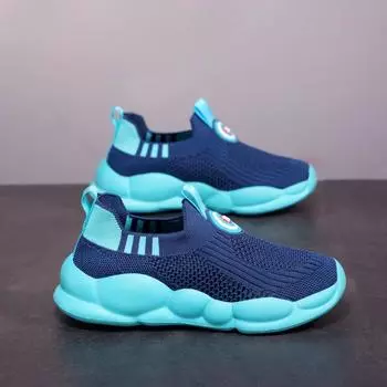 Мокасины для мальчиков, кроссовки для девочек, тапочки, мокасины для мальчиков, легкая школьная обувь для детей, детская обувь унисекс EU:29 синий