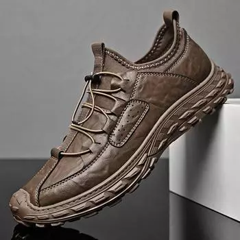 Мужские кожаные туфли, повседневные кроссовки ручной работы для вождения 39 хаки