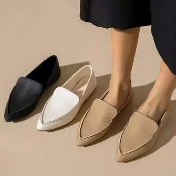 Мокасины для женщин Slip-on остроносые туфли на плоской подошве повседневная обувь женская удобная прогулочная офисная обувь обувь 36 чёрный