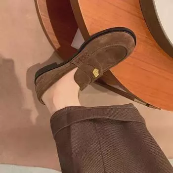 Мокасины Grape Mom s Sunset Round-Head Gold Coin Retro - Женские кожаные туфли небольшого размера 39