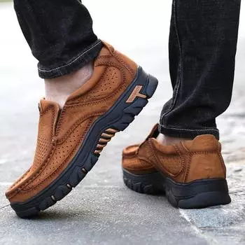 Мокасины из натуральной кожи мужские Мокасины для вождения Модная повседневная обувь Оригинальный дизайн Летние мокасины на плоской подошве Мужские мокасины большого размера 48 6.5