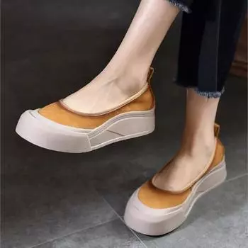 Мокасины Johnature, туфли без шнуровки из натуральной кожи на толстой подошве, женская обувь на плоской подошве с круглым носком и мелким носком