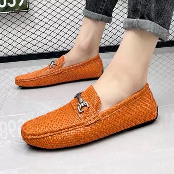 Мокасины-лоферы для мужчин, мягкие, удобные, мокасины для вождения, высококачественные, на плоской подошве, мужские, прогулочные, кожаные, повседневные, летние, мужские туфли 38 чёрный