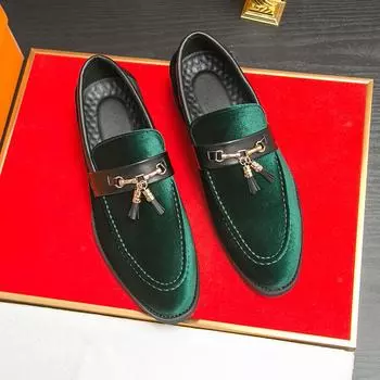 Мокасины мужские с металлической пряжкой и кисточками, дышащие, износостойкие, деловые, повседневные, мужские, банкетные туфли 38 чёрный