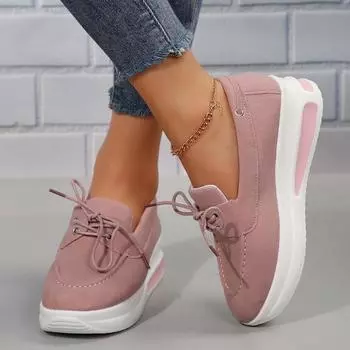Мокасины на шнуровке Брендовая женская обувь Весна Лето Модные однотонные туфли на платформе Осенние туфли без застежек на плоской подошве Для женщин Вулканизированные туфли Большие размеры 35 чёрный
