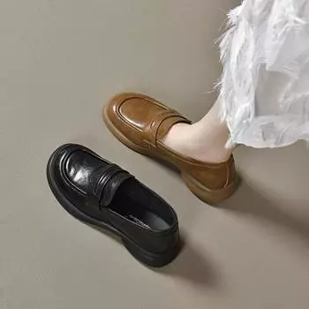 Мокасины Плоские кожаные туфли 35 чёрный