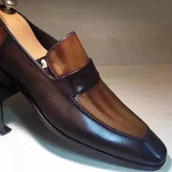 Мокасины с круглым носком Slip-On Business Handmade Pu Leather Wedding Shoes for Men Size 38-48 Formal Shoes Men 38 коричневый