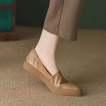 Мокасины Z Grandma Elastic Mouth с острым носком – женская мягкая кожаная обувь на плоской подошве для весны и осени 38