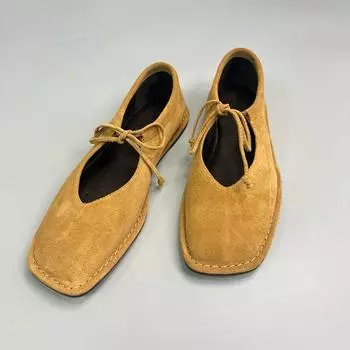 Мокасины женские мягкие кожаные туфли на плоской подошве из телячьей кожи, новые минималистские туфли ручной работы для женщин 35 жёлтый