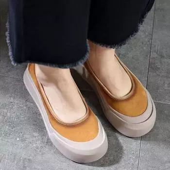 Мокасины женские осенние тонкие туфли новые туфли-лодочки на платформе 4 см модные туфли на толстой подошве на плоской подошве повседневная обувь из мягкой кожи 35 коричневый