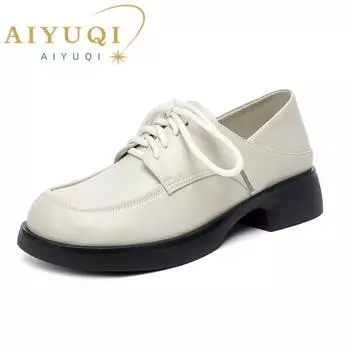 Мокасины Женские туфли на шнуровке Женская женская обувь с круглым носком в британском стиле 35
