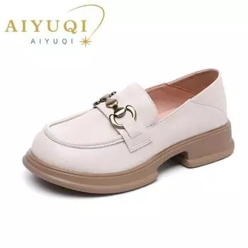 Мокасины, женские весенние повседневные женские туфли в британском стиле, женская обувь на платформе на одной ноге 35 бежевый