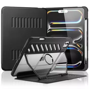 MoKo iPad Pro 11 дюймов 2024 iPad Pro 11 5-го поколения ноутбук типа полный защитный чехол для iPad Pro 11 дюймов с автоматическим режимом сна прочная ПУ кожа ТПУ рамка