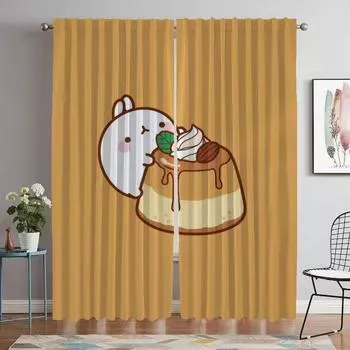 Molang Blackout Curtains for Living Room Curtain Tulle for Bedroom Halloween Decoration Kitchen Curtains 2 Pieces Shades Elegant W50xH70cmx2pcs-CL