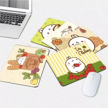 Molang Cute INS Tide Маленький офисный студенческий игровой утолщенный большой блокнот для письма Нескользящая подушка Коврик для мыши Коврик для мыши Настольный игровой коврик No Lock Edge18x22cm