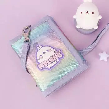Molang Голограмма Molang, трехуровневое ожерелье, кошелек, кошелек для монет, кошелек для карт, съемный шнурок