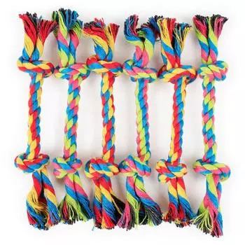 molar leather rope knot pet toy double knot woven cotton rope 20cm small dog toy 20cm разноцветный