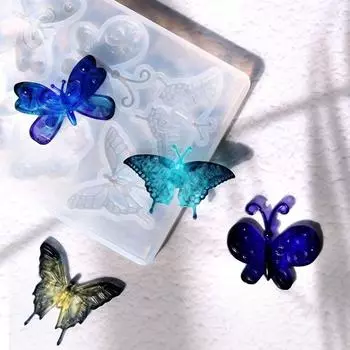 Mold Key Chain DIY Craft Supplies Butterfly Resin Mold Jewelry Making Tools Casting Silicone Mold белый