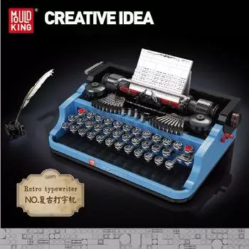 MOLD KING 10032 Expert, ретро модель принтера, строительный блок, пишущая машинка, моделирование MOC, кирпичи, игрушки, подарки для детей своими руками синий