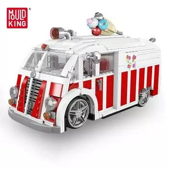 MOLD KING 10039 Грузовик с мороженым Технические игрушки Строительные блоки для детей Подарок на детский день Подарок на день рождения Развивающие блоки