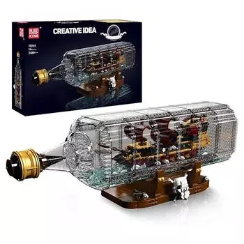 Mold King 10066, цельный корабль в наборах строительных блоков из бутылки, MOC, наборы моделей пиратского корабля «Месть королевы Анны»(2488+ штук) чёрный