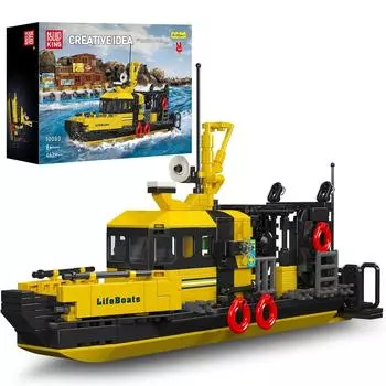 Mold King 10080 10081 10082 10083 10084 Строительный блок Спасательная шлюпка Спасательная лодка Пожарная лодка Рыбацкая лодка Модель полицейской лодки Kds Рождественский подарок 10082
