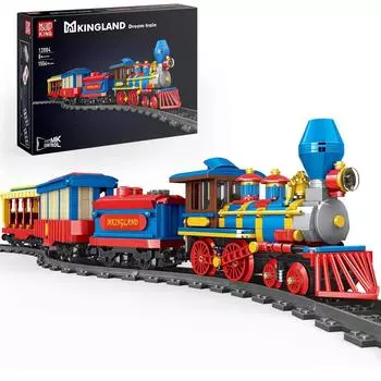Mold King 12004, инженерный поезд с дистанционным управлением, строительный блок, электрический поезд DreamTrain, железнодорожный набор, 2 автомобиля, детские креативные игрушки 8+