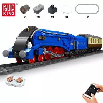 MOLD KING 12006 Технический поезд, строительные наборы для детей, моторизованный класс A4, модель поезда Pacific Mallard, кирпичи, игрушка, рождественский подарок