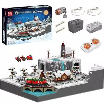 Mold King 12029 Рождественский строительный блок моторизованный рождественский поезд Wonderland модель сборная машина кирпичные игрушки дети рождественский подарок 12029