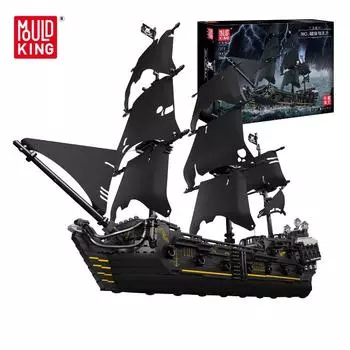MOLD KING 13111 Пиратский корабль, строительные блоки для взрослых, кирпичи MOC, наборы моделей черного корабля для сборки детских развивающих игрушек