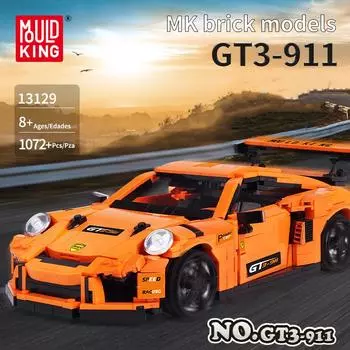 MOLD KING 13129 Высокотехнологичный автомобиль MOC 25866 Orange RS Модель гоночного автомобиля в сборе 20001 Строительные блоки Дети DIY Рождественские подарки оранжевый