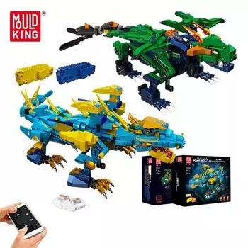 MOLD KING 13147 Креативный робот-дракон, игрушки для управления роботом на радиоуправлении, моторизованная модель небесного дракона, строительные блоки, кирпич, рождественские подарки для детей 13147