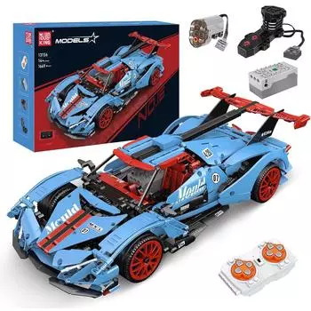 MOLD KING 13155/13156 Технический MOC Apollo IE Супер гоночный автомобиль с дистанционным управлением Строительные кирпичи Конструкторы Детские радиоуправляемые игрушки для детей Подарок синий
