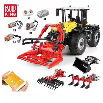 MOLD KING 17019 Технический грузовик Радиоуправляемый трактор Fastrac 4000er Набор строительных блоков MOC-25371 Кирпичи Детские развивающие игрушки Подарки RC Trator