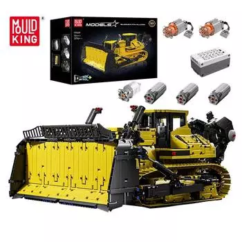 Mold King 17049, технические игрушки для автомобилей, моторизованный бульдозер PR766, строительный блок, модель грузовика, детский рождественский подарок жёлтый