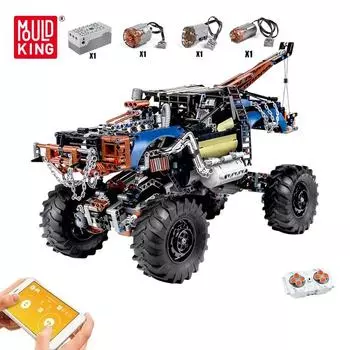 MOLD KING 18006 Технический пикап, модель здания автомобиля, приложение, моторизованный бунтарь, эвакуатор, строительные блоки, кирпичи, детские игрушки «сделай сам», подарки