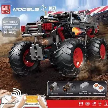MOLD KING 18008 Технические строительные блоки приложение RC моторизованный пожарный грузовик модель сборки кирпичи детские игрушки рождественские подарки