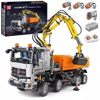 Mold King 19007 технология аэродинамическая модель грузовика комплект строительных блоков, 2970 больших аэродинамических крановых строительных блоков, строительная машина с 3