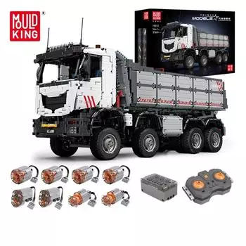MOLD KING 19013 Технический грузовик, строительные игрушки для детей, приложение и RC, пневматический самосвал с мотором, строительные блоки для взрослых, подарки белый