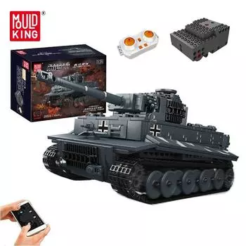 MOLD KING 20014 Технический танк с дистанционным управлением, строительные блоки, военный боевой танк, MOC, кирпичи, развивающие игрушки, подарки на день рождения серый