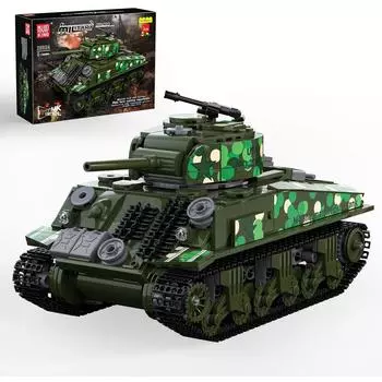 MOLD KING 20024 M4 Sherman Tank Building Set Игрушка с дистанционным управлением Электрический танк Строительные блоки для детей 8+(961 шт.)