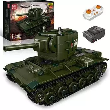 MOLD KING 20026 Военный танк KV-2 в стиле Второй мировой войны, игрушки, строительные блоки, кирпичи, модель танка с дистанционным управлением для мальчиков, подарок на день рождения